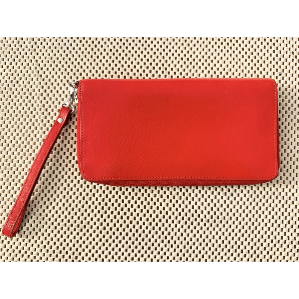 Nordstrom Zip Around Wristlet Wallet Genuine Patent‎ Leather Red Card Holder 8x4